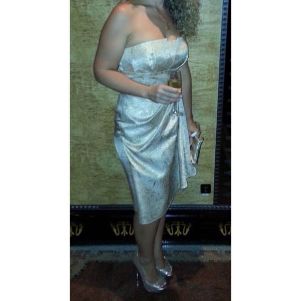 Gold Jacquard Maggy London Cocktail Dress